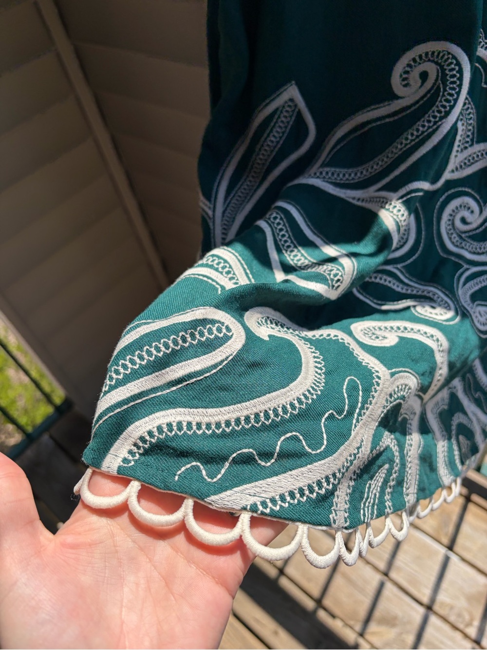 🆕🌲ON34th Alix Friedberg Palm Royale Inspired Tunic Dress Forest Boho LinenBlend - Picture 11 of 17